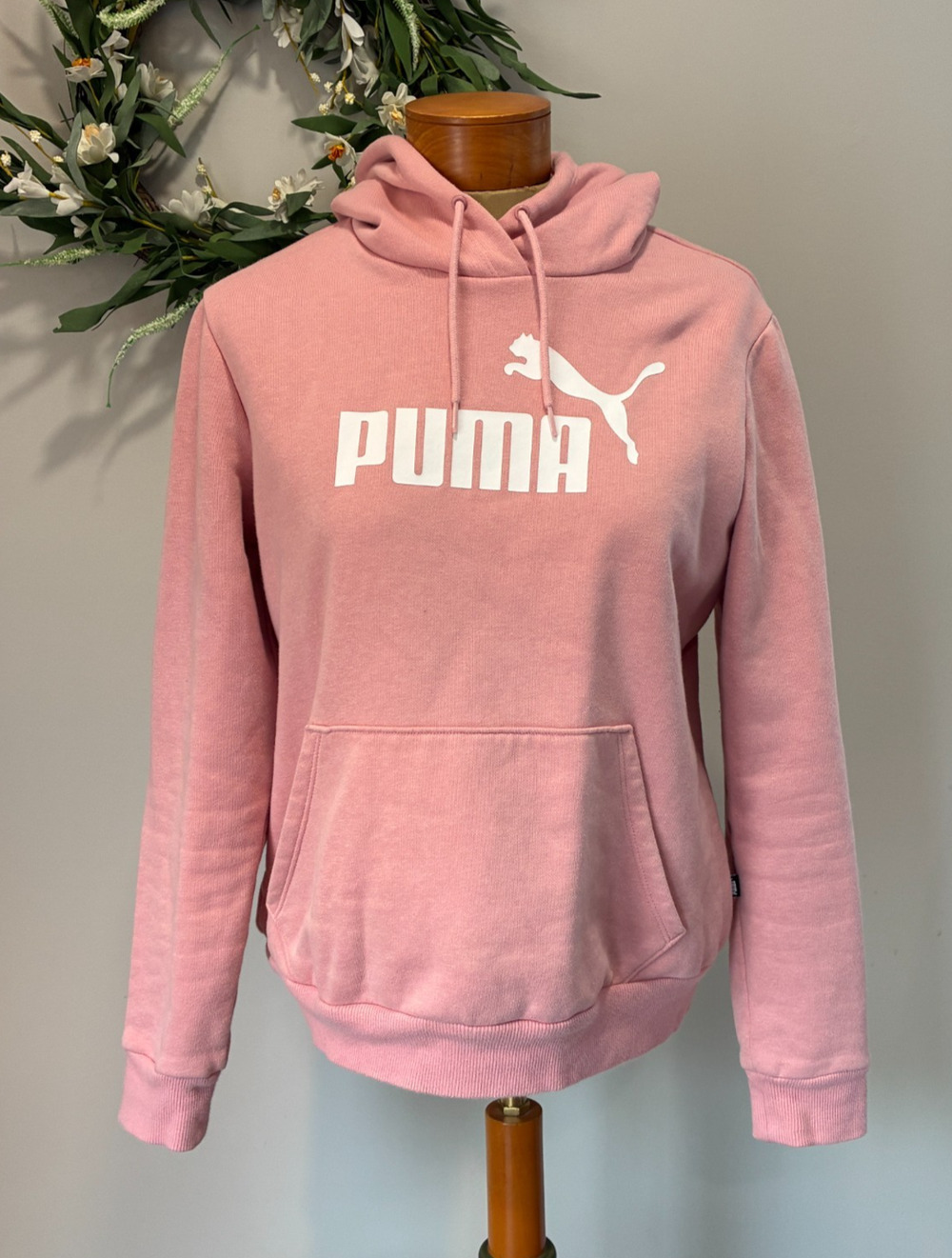 Puma Hoodie Women Pink Pullover Sweatshirt Casual Athletic, Size L